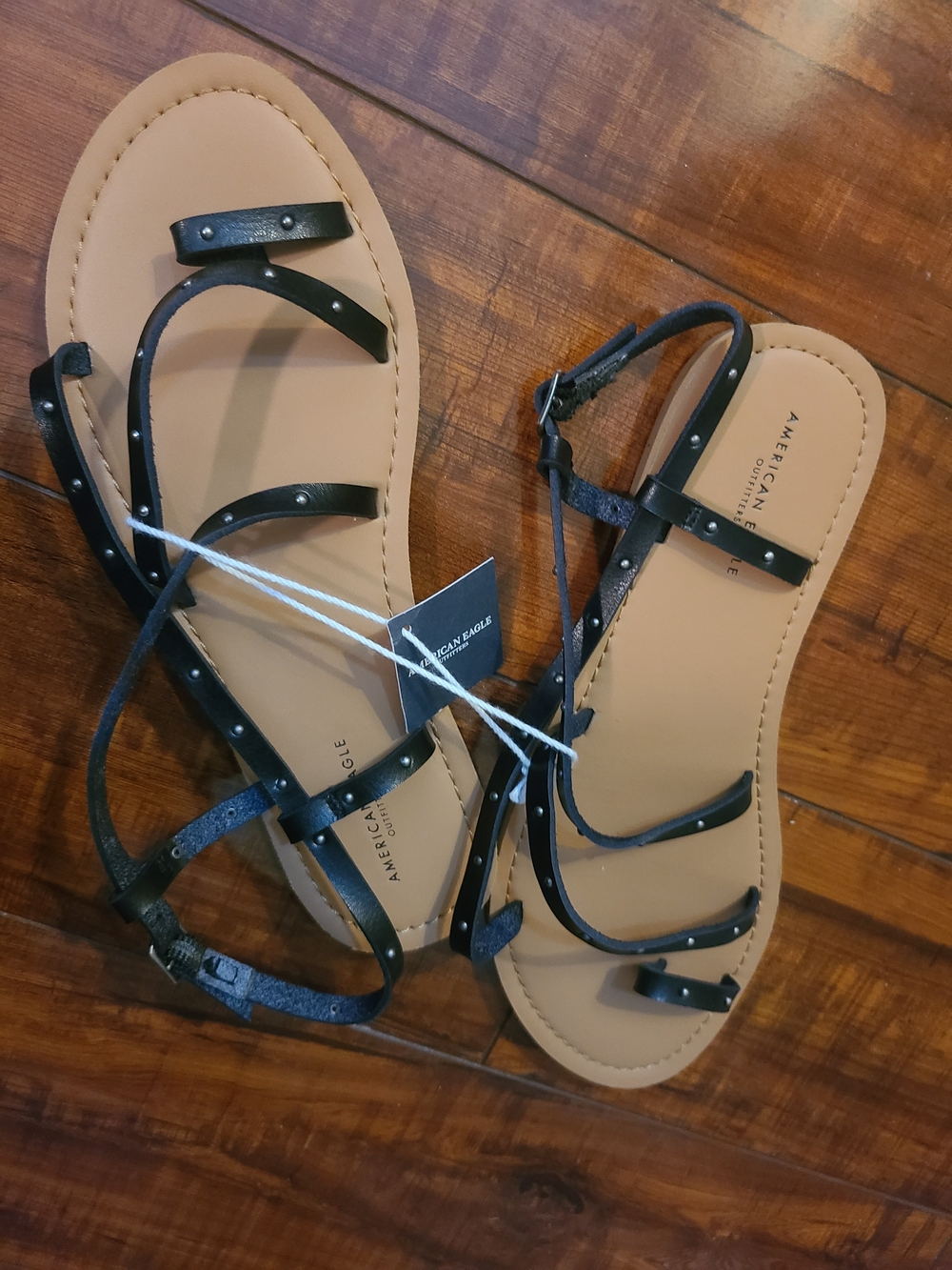 American Eagle Outfitters Black Strappy Flat Sandals